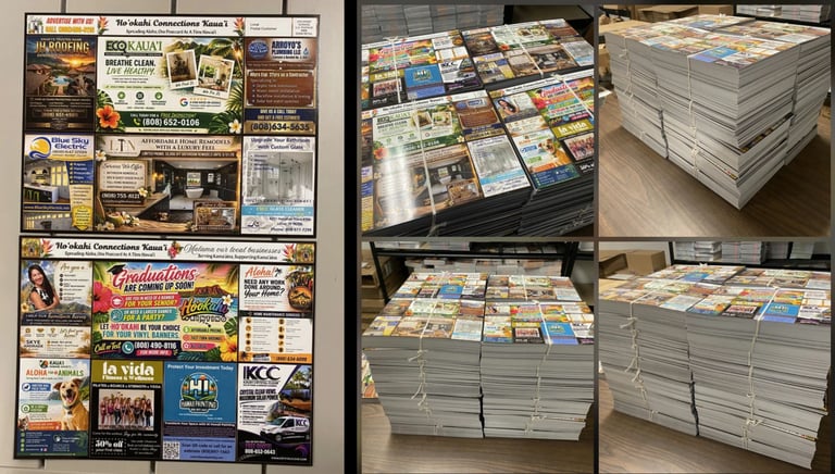 Collection of stacked newspapers and magazines showing various publications and advertisements
